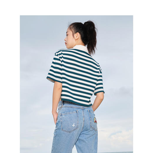 TeenieWeenie小熊卡通条纹POLO衫T恤女夏季女t恤TTHS226504N 商品图4
