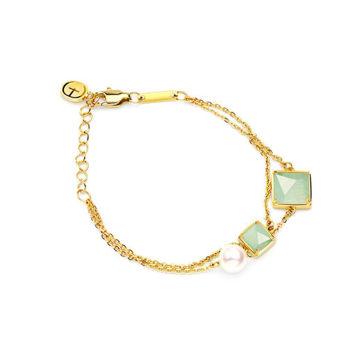 天然翡翠日本Akoya珍珠方形手链 Tracey Chen 商品图0