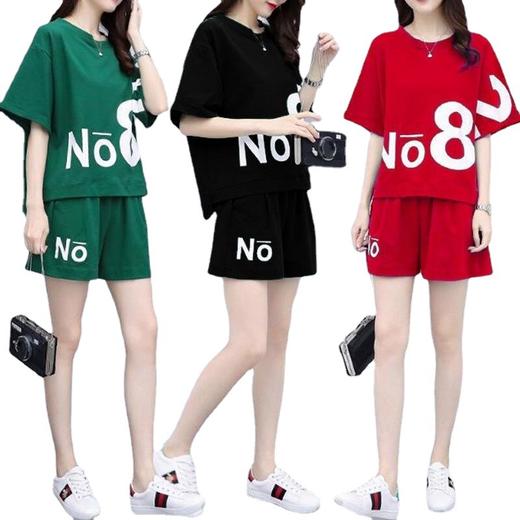 气质休闲套装女夏2022新款短裤运动服夏季新款时尚大码短袖T恤两件套休闲时尚阔腿裤 商品图3