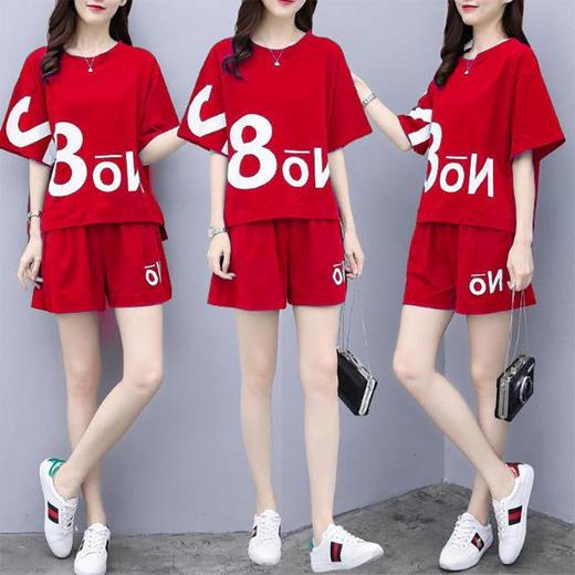 气质休闲套装女夏2022新款短裤运动服夏季新款时尚大码短袖T恤两件套休闲时尚阔腿裤 商品图0