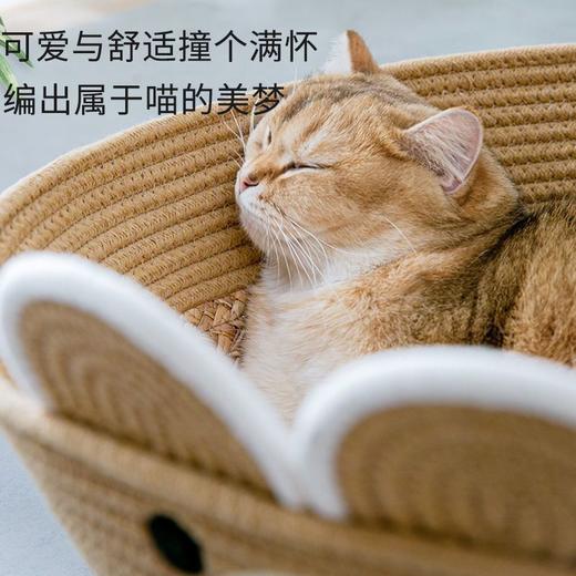 卡通藤编猫窝四季通用半封闭夏天凉窝垫子工蒲草编制狗狗宠物窝 商品图3