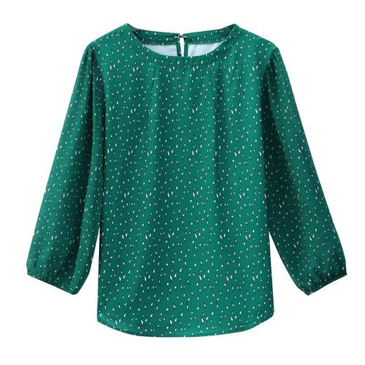 KQLB41N8162 仿真丝衬衫女2022夏新款时尚短袖七分袖印花小衫杭州桑蚕丝上衣 商品图4