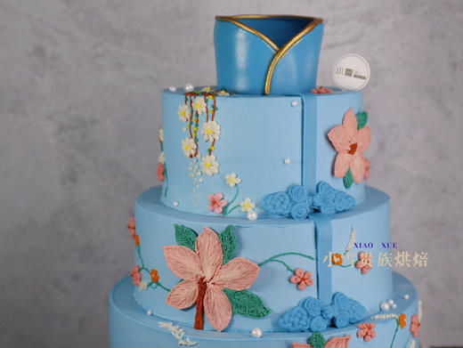 8寸高定款—浅蓝旗袍翻糖定制蛋糕（提前2天预订） 商品图3