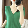 新款时尚气质休闲V领短袖薄款冰丝针织开衫外套上衣JYYR-JY2270 商品缩略图3