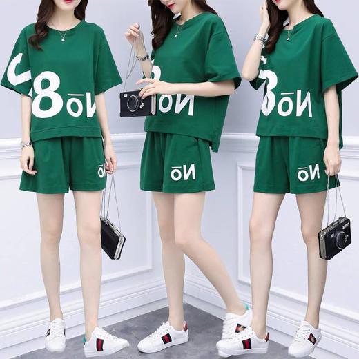 气质休闲套装女夏2022新款短裤运动服夏季新款时尚大码短袖T恤两件套休闲时尚阔腿裤 商品图1