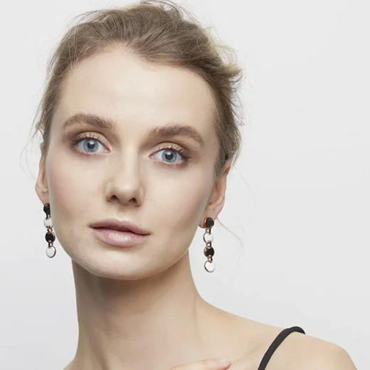 天然墨翡白珐琅长圆耳饰 TRACEY CHEN 商品图2