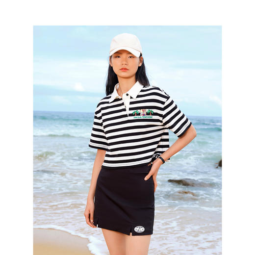 TeenieWeenie小熊卡通条纹POLO衫T恤女夏季女t恤TTHS226504N 商品图1