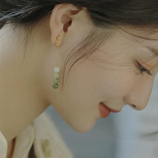 WYSP新款复古轻奢冷淡风渐变和田玉耳环耳夹 商品图3