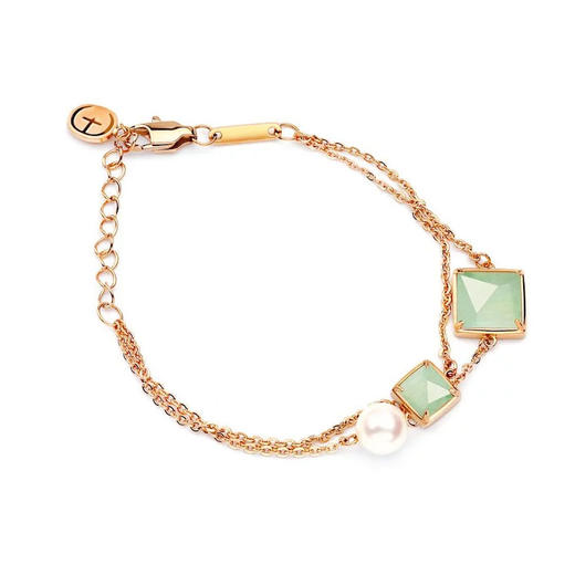 天然翡翠日本Akoya珍珠方形手链 Tracey Chen 商品图3