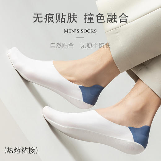 新款撞色冰丝袜  硅胶防滑不掉跟透气吸汗棉底隐形袜 商品图2