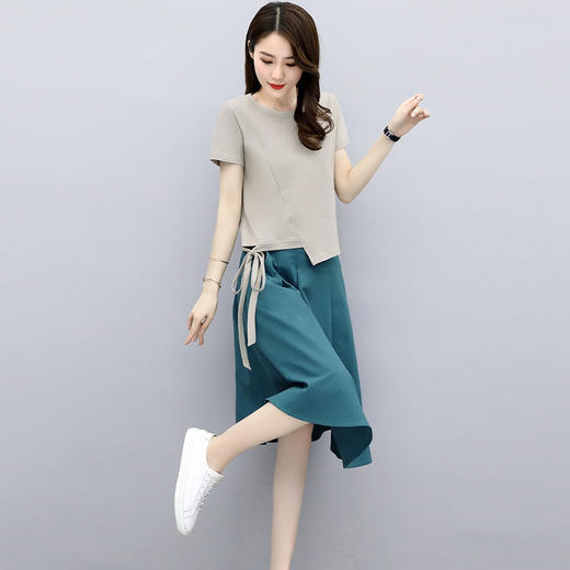 2022夏季新款小香风套装女时尚洋气宽松裙子套装休闲百搭两件套潮时尚套装 商品图2
