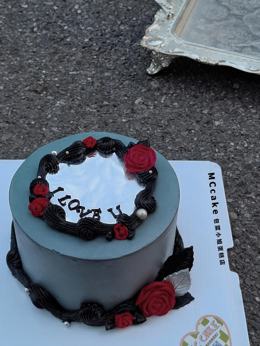 黑色镜面装饰蛋糕【重色素蛋糕，介意勿拍】 商品图0