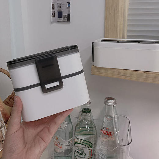 日式双层饭盒上班族便携便当盒可微波炉加热密封午餐盒带餐具ins 商品图7