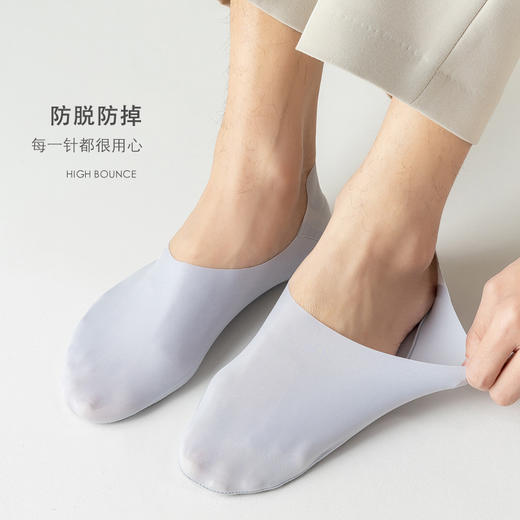 新款撞色冰丝袜  硅胶防滑不掉跟透气吸汗棉底隐形袜 商品图3