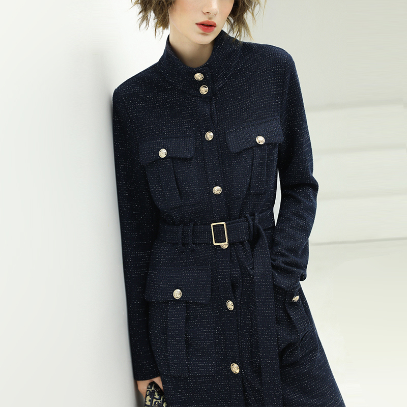 （特价秒杀）COCOBELLA小香风中长款连衣裙冬针织亮丝OP裙DS1377