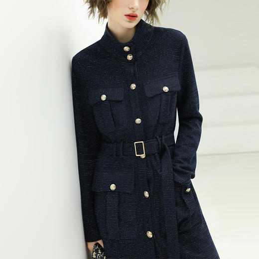 （特价秒杀）COCOBELLA小香风中长款连衣裙冬针织亮丝OP裙DS1377 商品图0