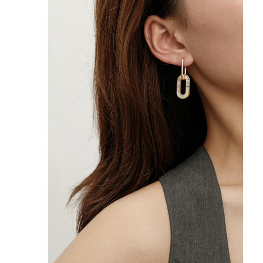 Oflye潮流饰品 气质方贝母耳环女轻奢耳坠小众耳钉复古金色耳饰夏 商品图2