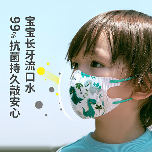 GREENNOSE 绿鼻子儿童口罩宝宝防护罩专用3d立体透气口耳罩（5个装） 商品图3