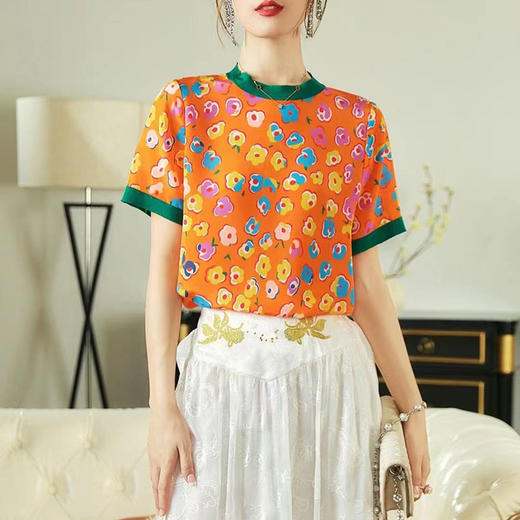 三色清新甜美02双绉真丝衬衫 NSM-MS003 商品图1