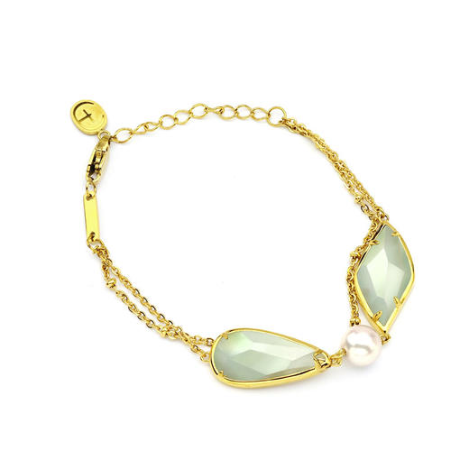 天然翡翠日本Akoya珍珠菱形水滴手链 Tracey Chen 商品图2