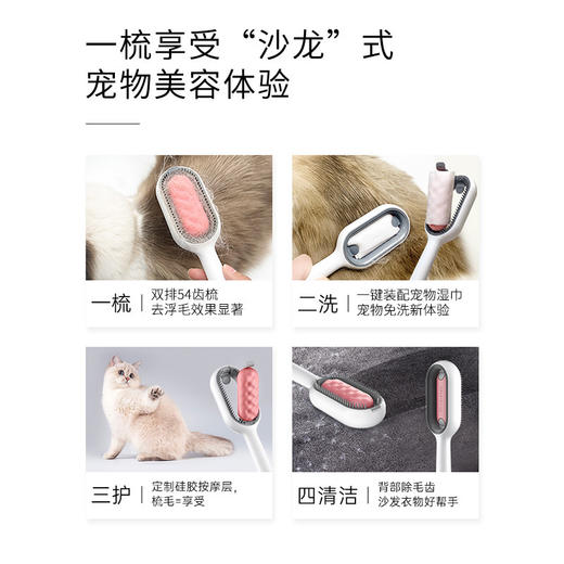 【宠物用品】宠物清洁祛毛梳 带免洗湿巾粘毛器猫咪梳子狗狗去浮毛猫犬专用梳 商品图1