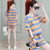 小个子条纹时尚运动套装女2022夏季新款大码宽松洋气休闲短裤两件套潮 商品缩略图2