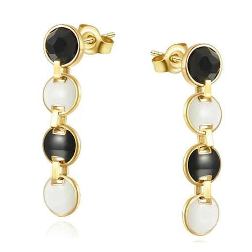 天然墨翡白珐琅长圆耳饰 TRACEY CHEN 商品图5