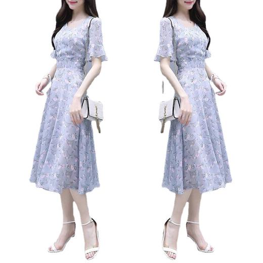 碎花冰丝连衣裙2022新款夏季超仙森系收腰显瘦气质女神范仙女裙子 商品图4