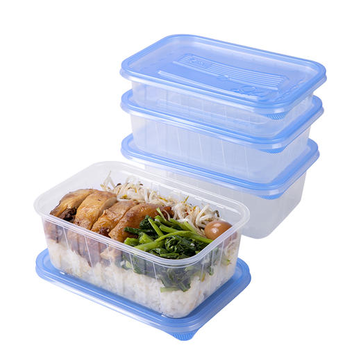 喇叭花一次性圆形汤碗方盒透明外卖打包盒家用面碗饭盒加厚加强筋带蓝盖 商品图4