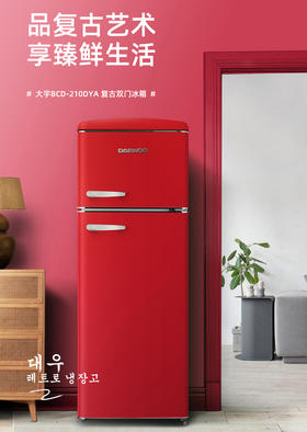 DAEWOO韩国大宇小冰箱家用小型双开门冷柜办公室宿舍用复古电冰箱