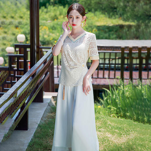 气质显瘦，V领蕾丝双层复古改良版民国风唐装旗袍GSJ-137 商品图0