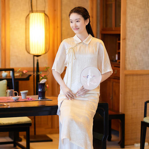 MXFZ-CL10001新款中国风优雅气质长款禅意茶服连衣裙 商品图2