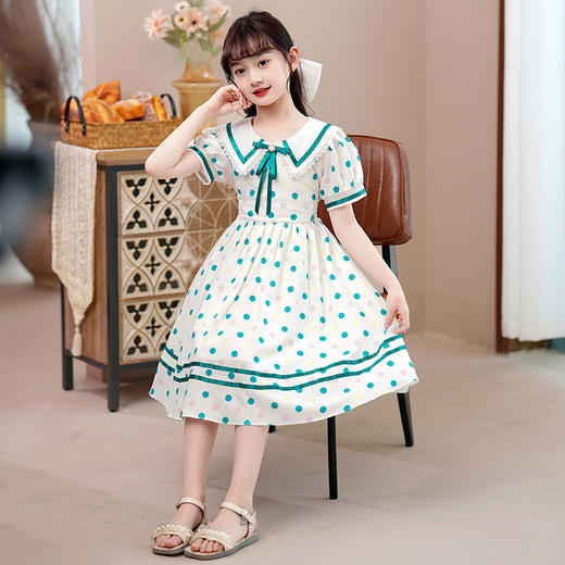 DY-6967女童连衣裙夏季裙子童装春秋儿童礼服裙女孩韩版洋气娃娃领裙 商品图1