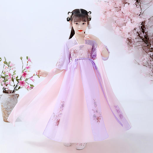 DY-6400女童汉服夏季裙子薄款短袖小女孩连衣裙儿童中国风古装仙裙 商品图2