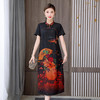 复古中国风，短袖改良旗袍民族风大码重磅仿真丝香云纱连衣裙HT-NSM1031 商品缩略图3