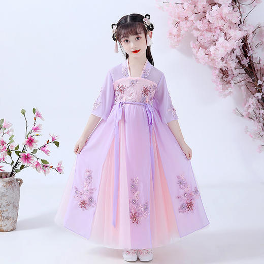 DY-6400女童汉服夏季裙子薄款短袖小女孩连衣裙儿童中国风古装仙裙 商品图3