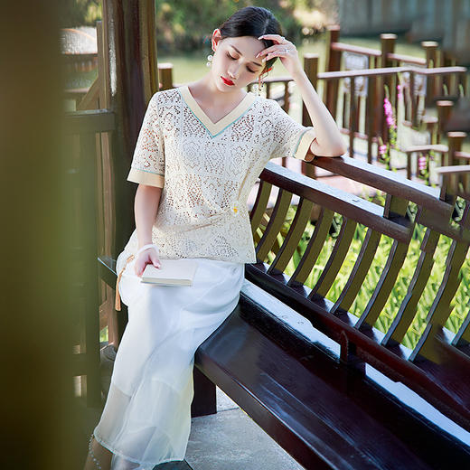 气质显瘦，V领蕾丝双层复古改良版民国风唐装旗袍GSJ-137 商品图1