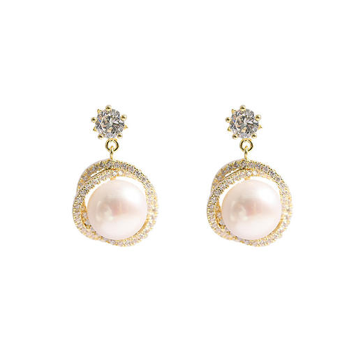 S925银针法式珍珠耳坠简约耳环耳饰 LY-H-134 商品图4