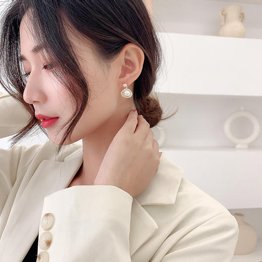 S925银针法式珍珠耳坠简约耳环耳饰 LY-H-134 商品图3