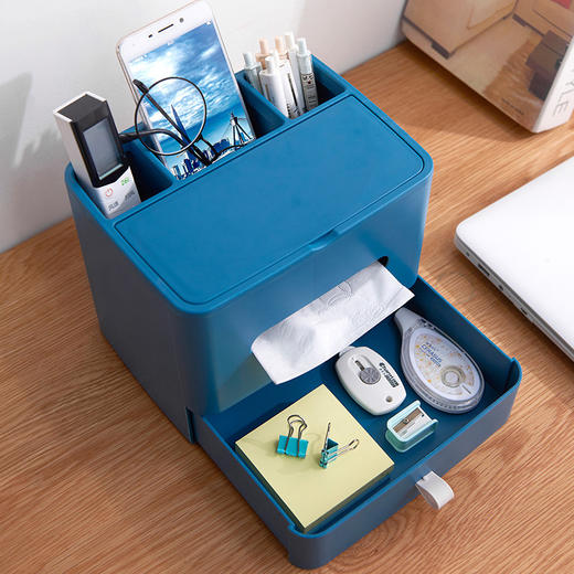 【多功能收纳+镜子+纸巾盒】家用客厅餐厅茶几纸巾盒 简约可爱化妆品收纳杂物整理盒 商品图1