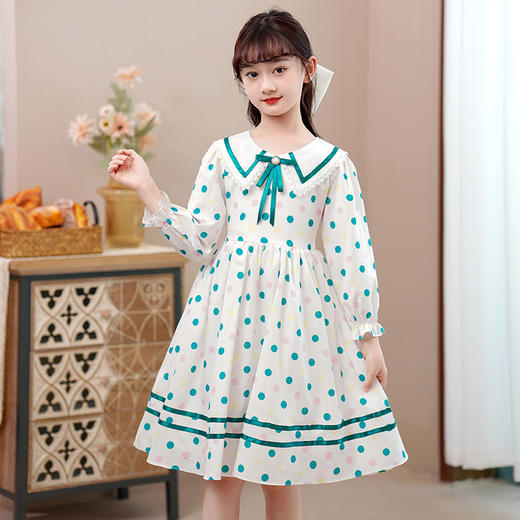 DY-6967女童连衣裙夏季裙子童装春秋儿童礼服裙女孩韩版洋气娃娃领裙 商品图5