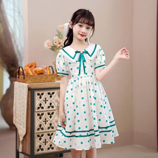 DY-6967女童连衣裙夏季裙子童装春秋儿童礼服裙女孩韩版洋气娃娃领裙 商品图4