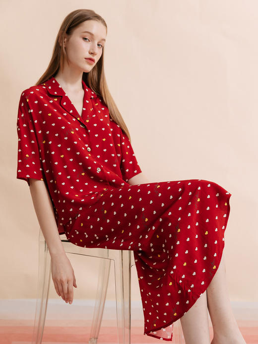 复古桃心迷笛半身裙  桃心红 商品图3