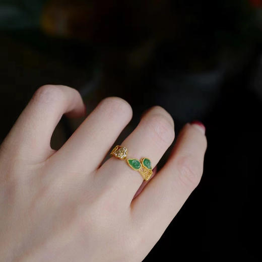 龢盒原创 湖水绿冰种天然翡翠祥云开口戒指 商品图3