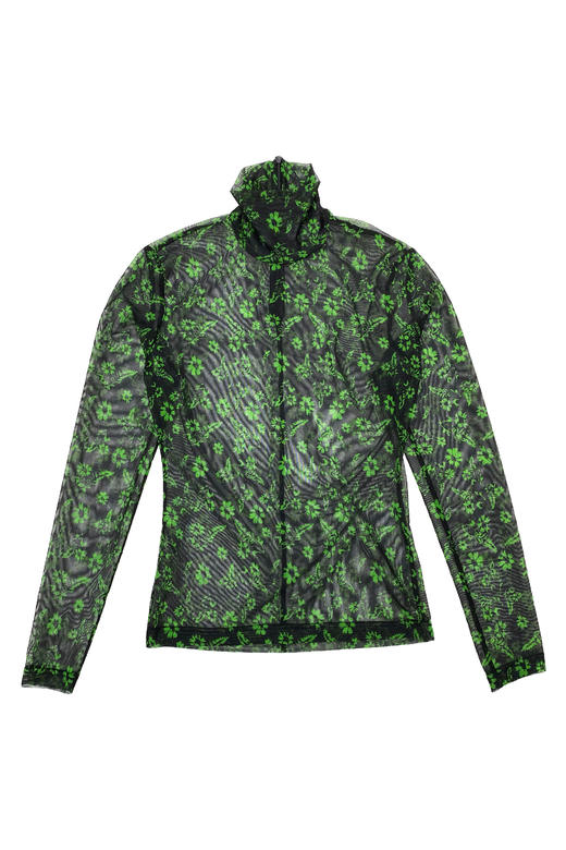 花色针织打底衣/黑底绿色碎花【2022秋冬新品 定制款】--中国设计师品牌QIUSHU TING 商品图0