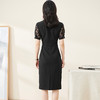 剩S/M/L 米思阳2024夏季新款时尚OL西装式连衣裙拼接蕾丝袖修身中长裙裙子 商品缩略图2