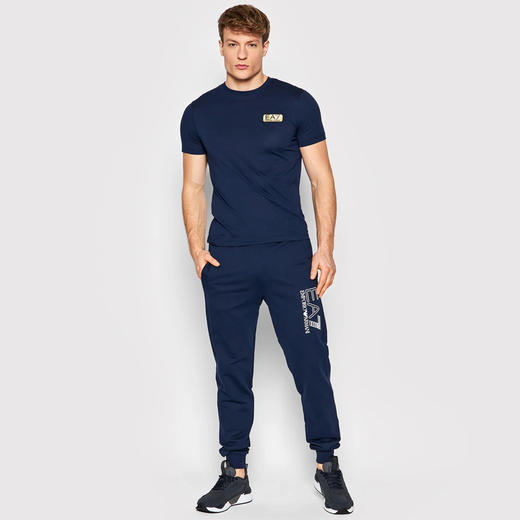 EMPORIO ARMANI EA7 阿玛尼 男士棉质字母标志logo印花休闲运动裤 蓝色 3LPP53 PJ05Z 1554 商品图3