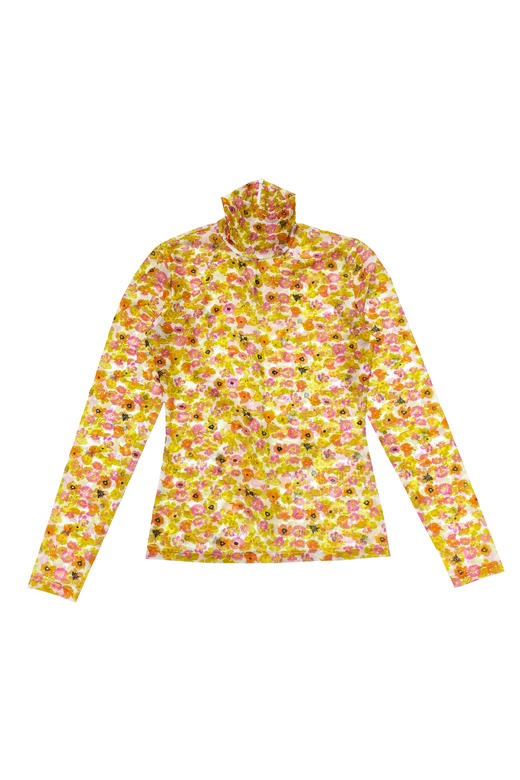 花色针织打底衣/黄色 碎花【2022秋冬新品 定制款】--中国设计师品牌QIUSHU TING 商品图0