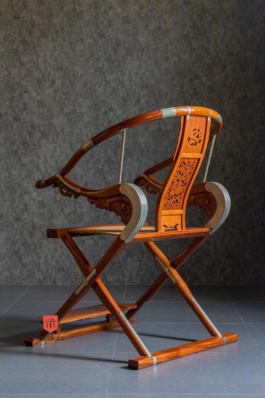 红桥红  家具严选  缅甸花梨（大果紫檀）【绳面 王款 麒麟纹交椅】 商品图8