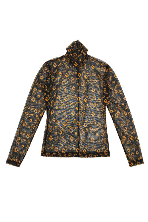 花色针织打底衣/黑底黄色碎花【2022秋冬新品 定制款】--中国设计师品牌QIUSHU TING 商品图0